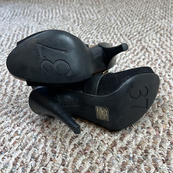 Pedro Garcia Christel Black Suede Platform Stiletto Heel Backless Booties - Picture 7 of 7